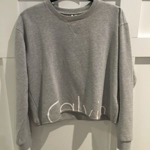 Calvin Klein Cropped Logo Terry Sweatshirt